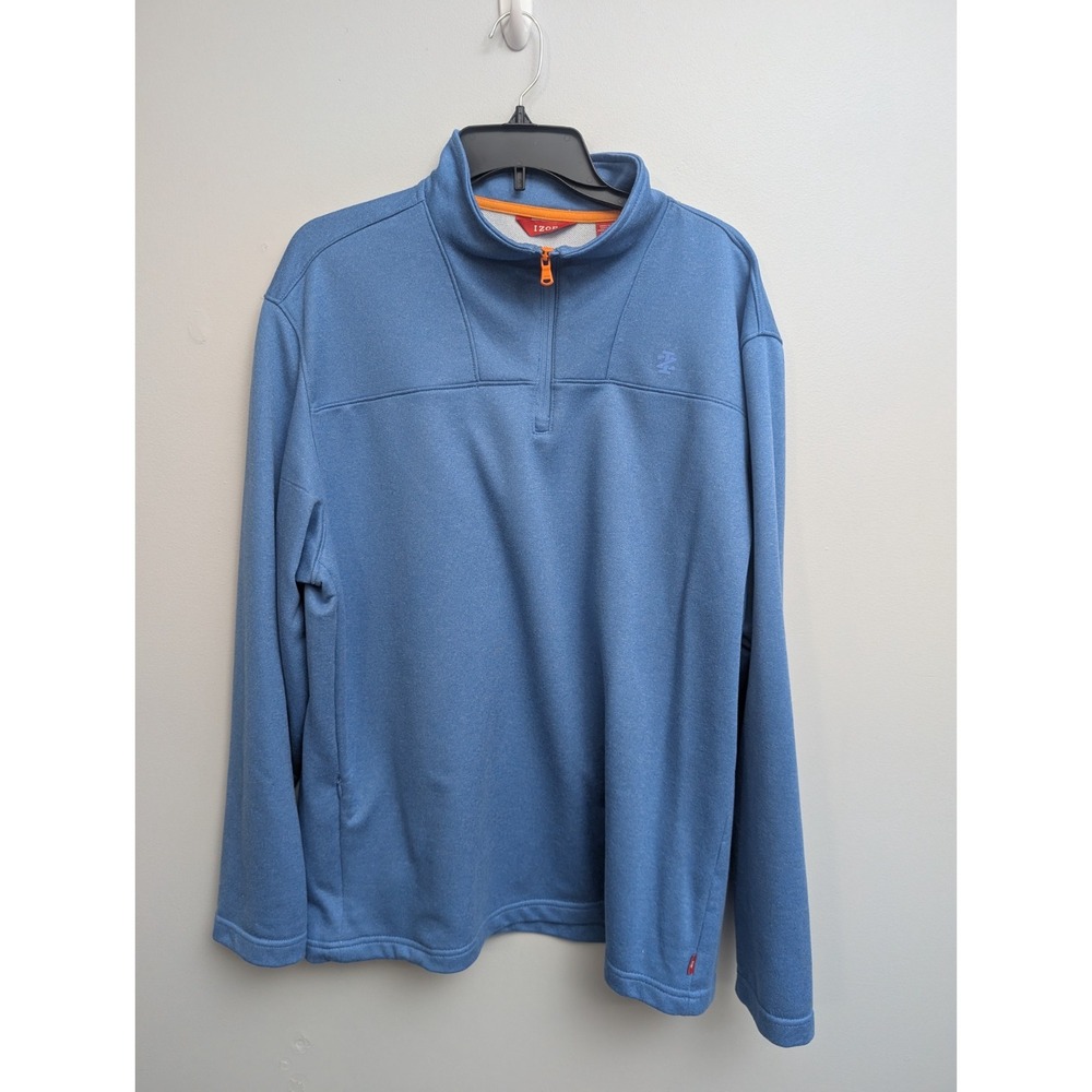 C2 IZOD Fleece Pullover men's Large long sleeve Blue‎ Quarter Zip Sweatshirt